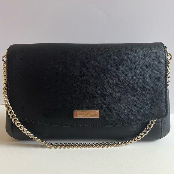 KATE SPADE Leather Black Crossbody Bag with Chain - Picture 2 of 6